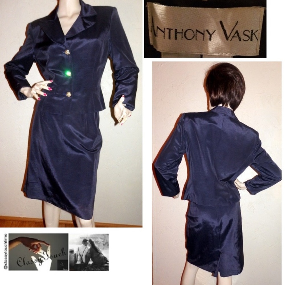 Anthony Vask NWOT Navy Dressy Skirt Suit Size 12